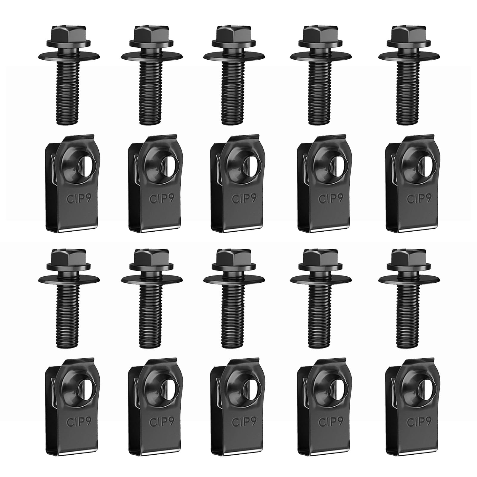 hrsyyl 10 Sets M6-1.0 Extruded U Nuts & Body Bolts Fender Bolts Engine Under Cover Splash Shield Guard