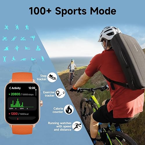 Miniatura 6 de Faweio Reloj inteligente, Bluetooth 5.3 para responderhacer llamadas, Alexa integrado, rastreador de actividad física de 1.8 pulgadas con monitor de