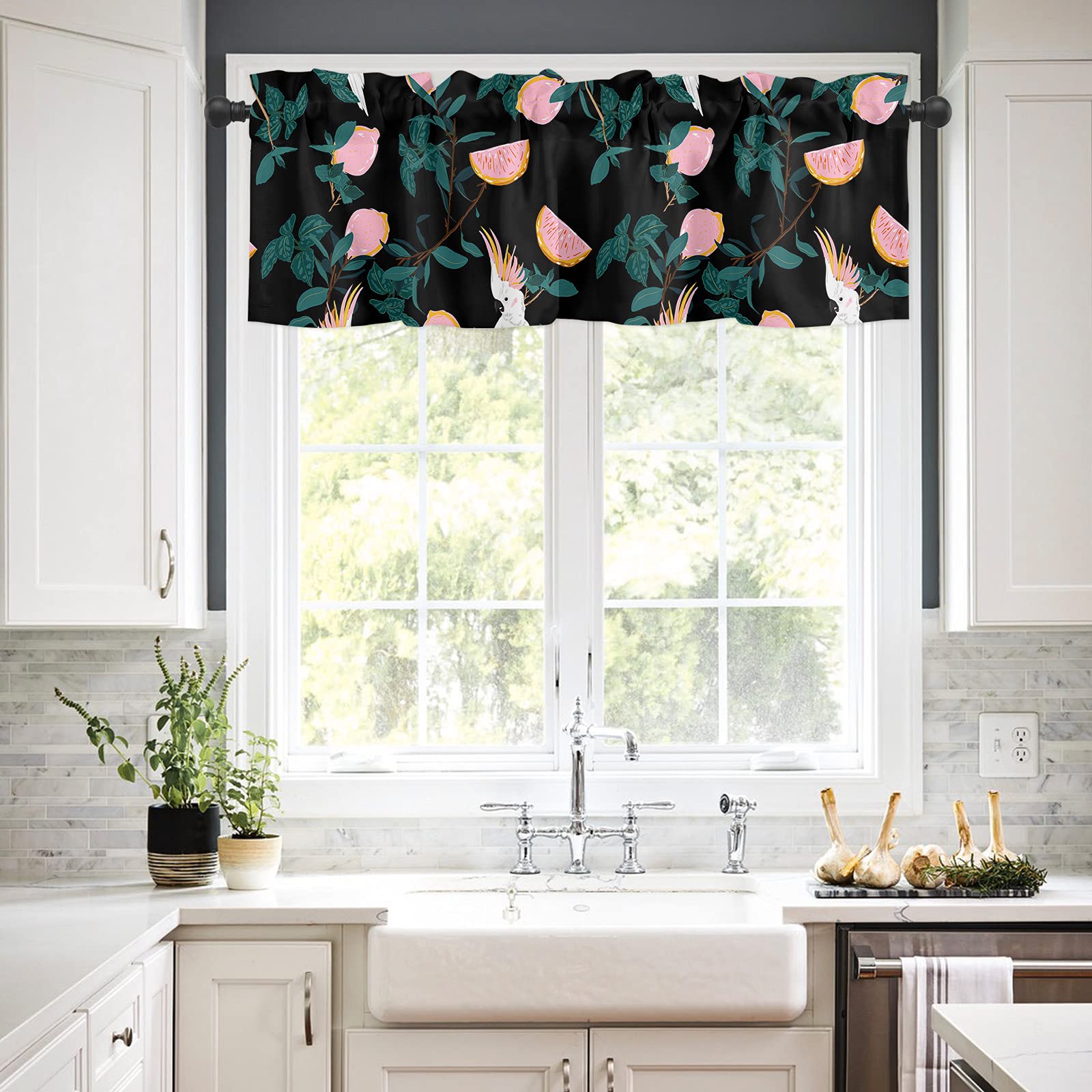 Alandar Home Tenda Da Cucina Con Tasca Per Bastone - 137x45 Cm, Poliestere, Moderna Con Nappe