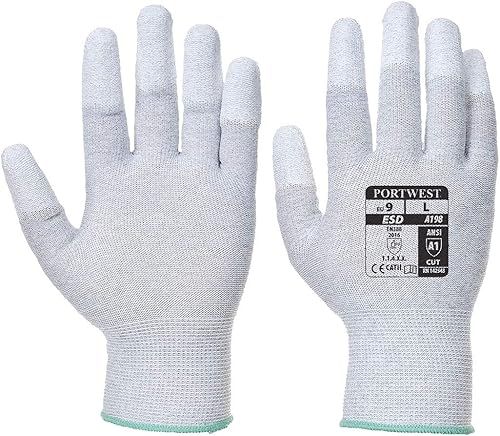 Portwest A198 Antistatic Safety Glove with PU Non Slip Fingertip Coating ANSI, S