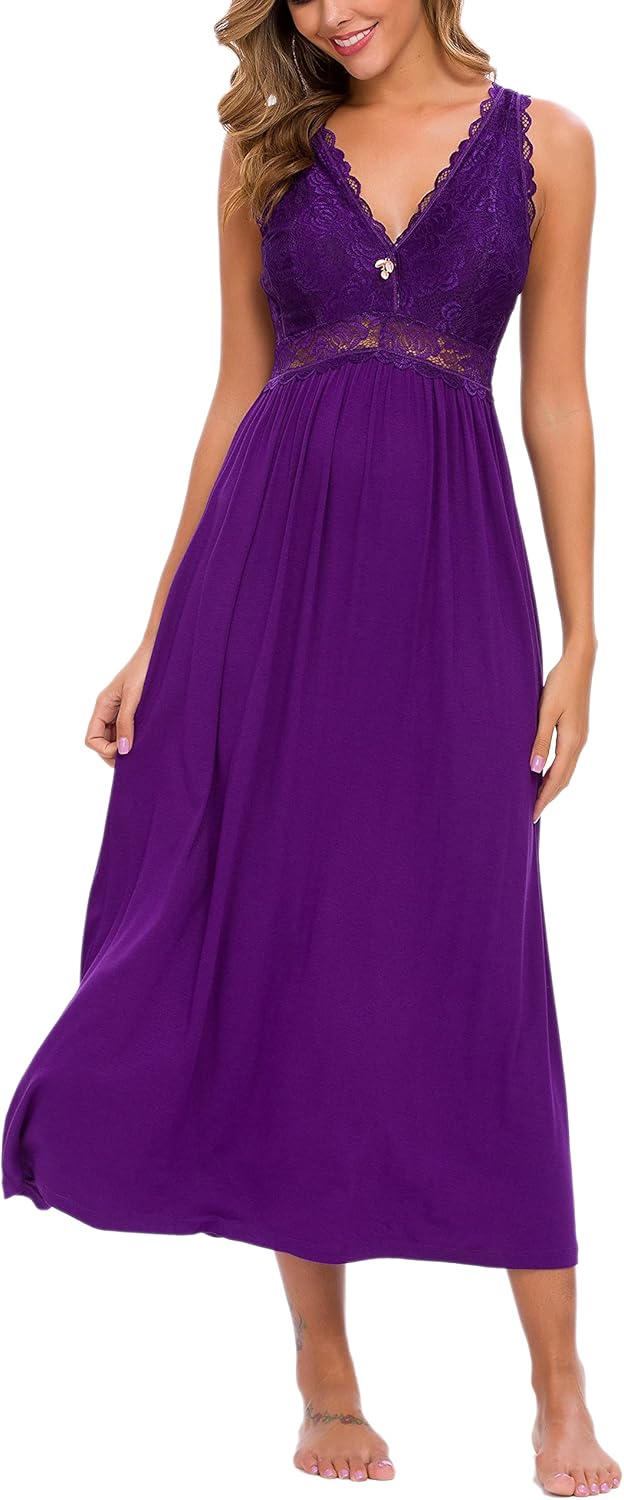 ALCEA ROSEA Womens Sexy Nightgowns Long Floral Lace silky Lingerie supportive Chemises Full slip for Women Elegant Sleepwear - Image 4