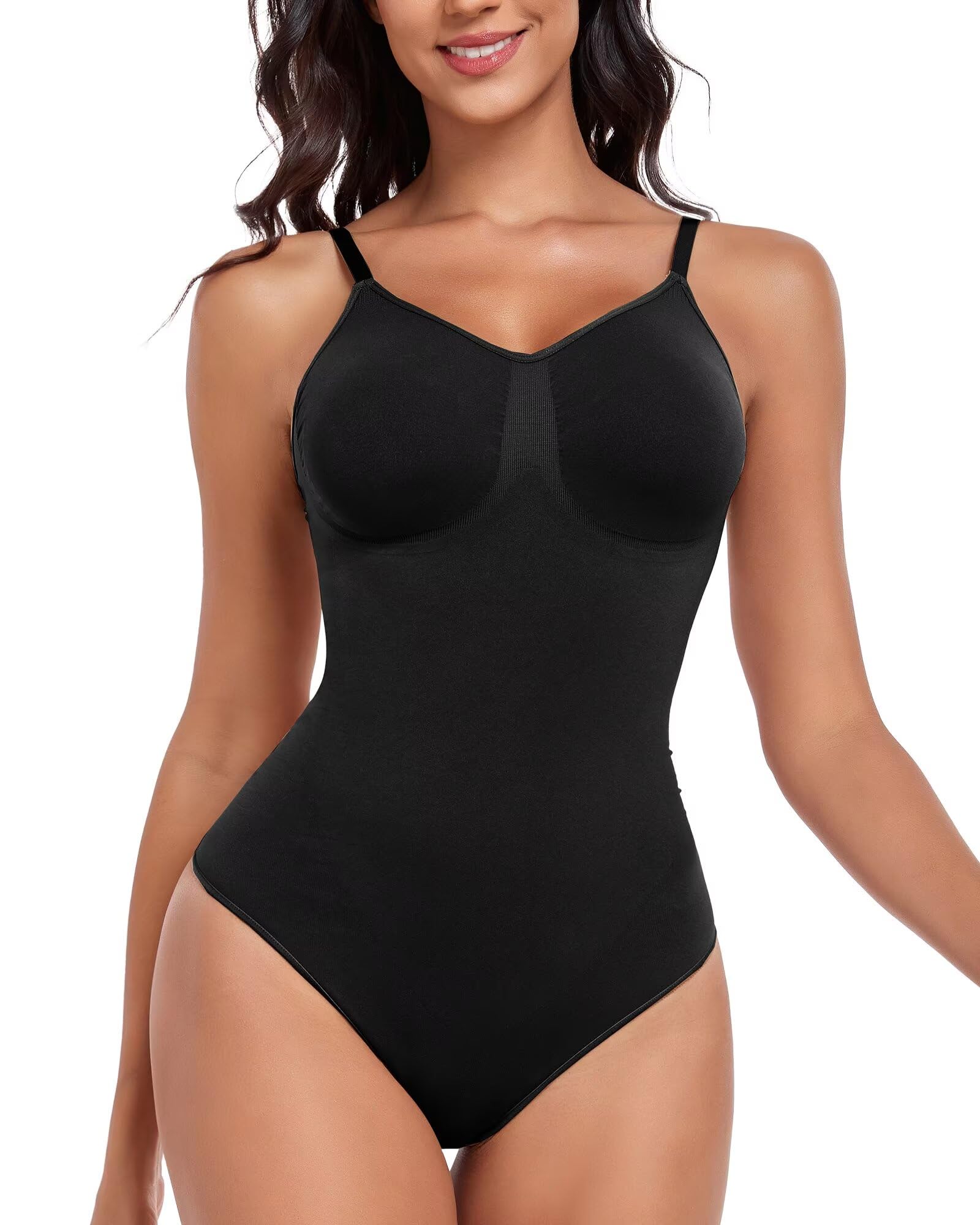 Missluck Shapewear Damen Body shaping Bauchweg Elegant Shaper Bodysuit mit Verstellbarer Schultergurt