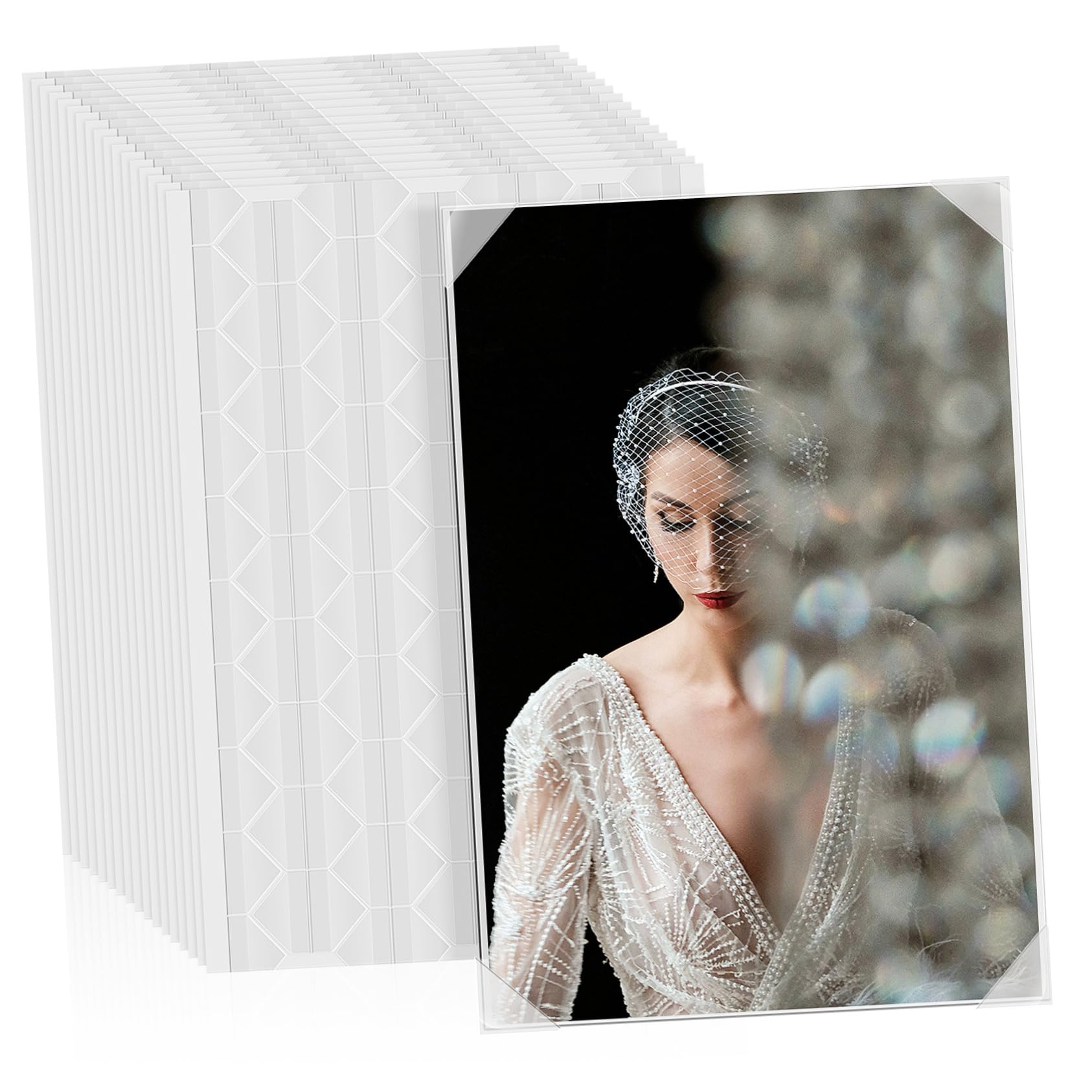 TEHAUX Scrapbooking Borders Stickers 20 Sheets Photo Corners Adhesive Photo Corner Protectors for Framing
