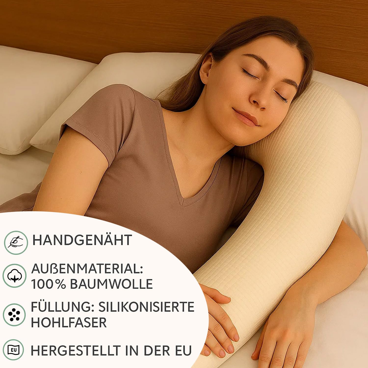 Bettschlange Stillkissen – Weiche Bettrolle & Seitenschläferkissen – Vielseitiges Lagerungskissen für Erwachsene & Deko (400 cm)