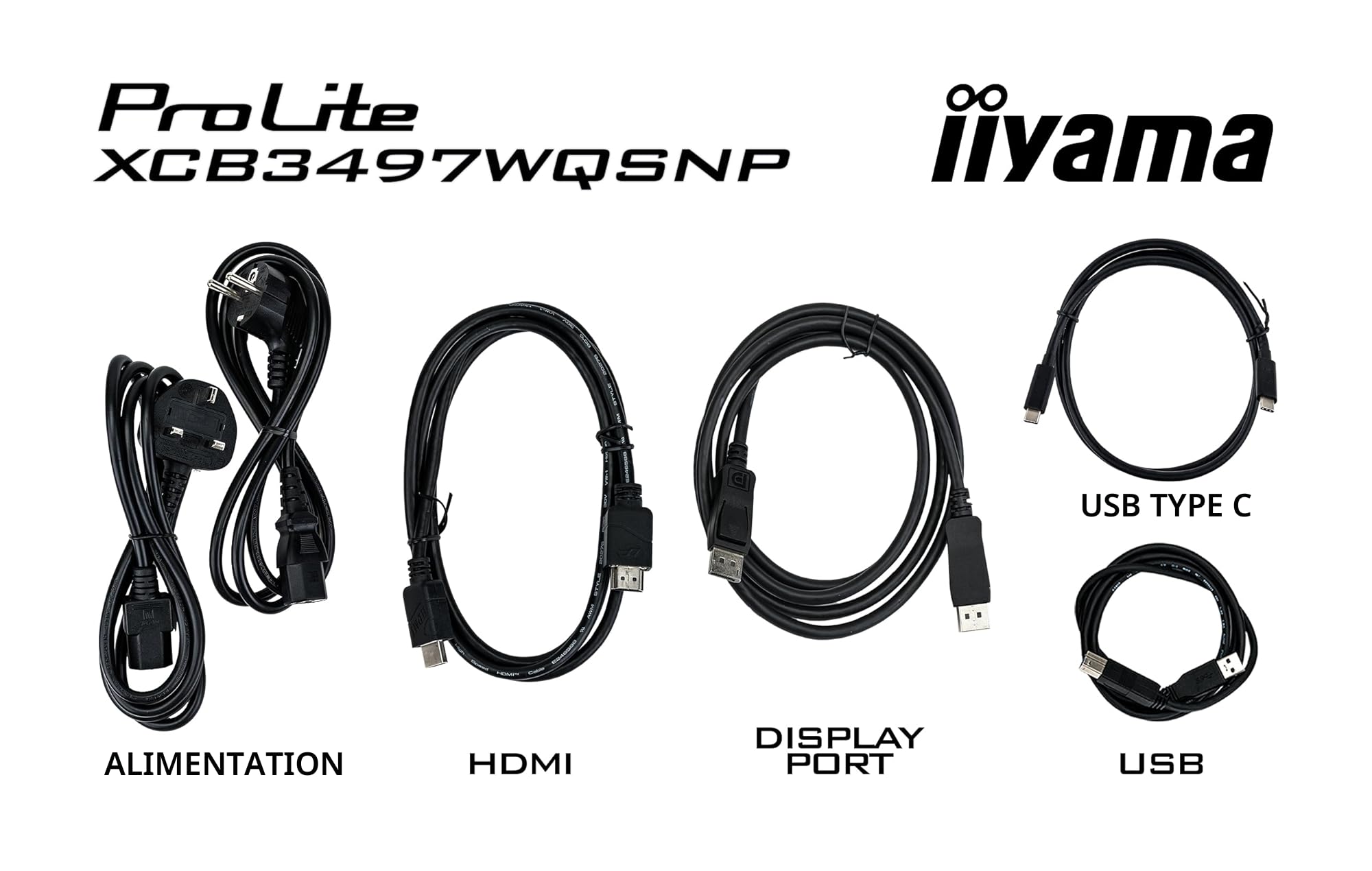 iiyama Prolite XCB3497WQSNP-B1, VA incurvé, UWQHD@120Hz, 0.4ms, 350cd, FreeSync, HP, DP/HDMI/USB-C, USB HUB, 1xUSB-C Dock (95W), réglable en Hauteur, i-Style Colour, TCO, Garantie 5 Ans