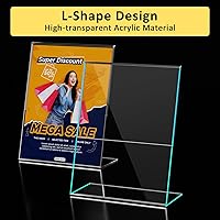Vista 4 de Paquete de 8 soportes acrílicos transparentes de 8.5 x 11 pulgadas, soporte vertical inclinado hacia atrás, portarretratos de papel de plástico
