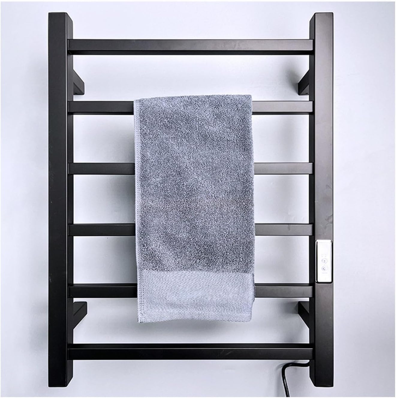 Black,Right Line,Stainless Steel Towel Dryer Rack Plug-in,Intelligent Thermostatic s for Bathroom,Wall Mounted Heated Towel Racks