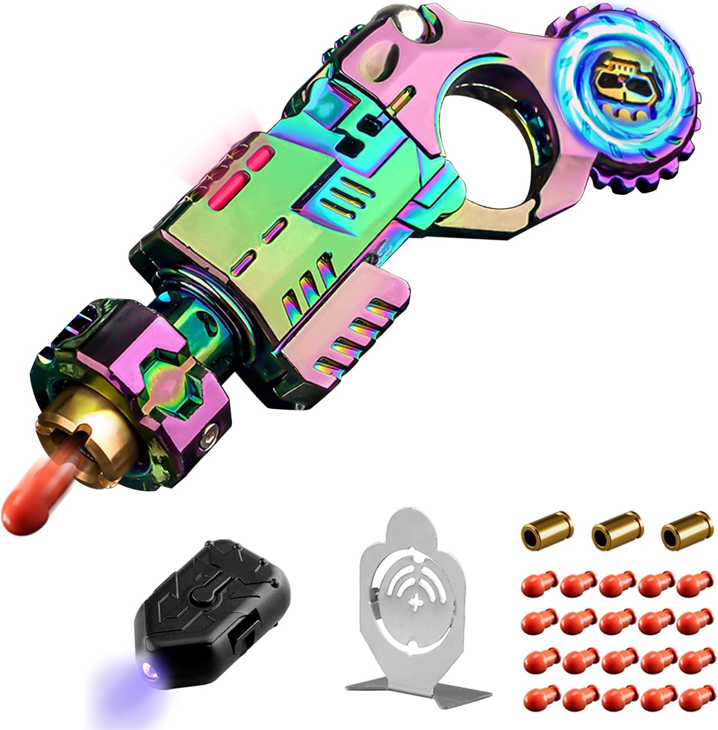 SKEDC Fidget Toys Adults, Alloy Fidget Slider Fidget Clicker Fidget Spinner, Executive Desk Toy for Keep Focus & Relief Stress, Cool Gadgets for Men (2nd Gen Colorful)