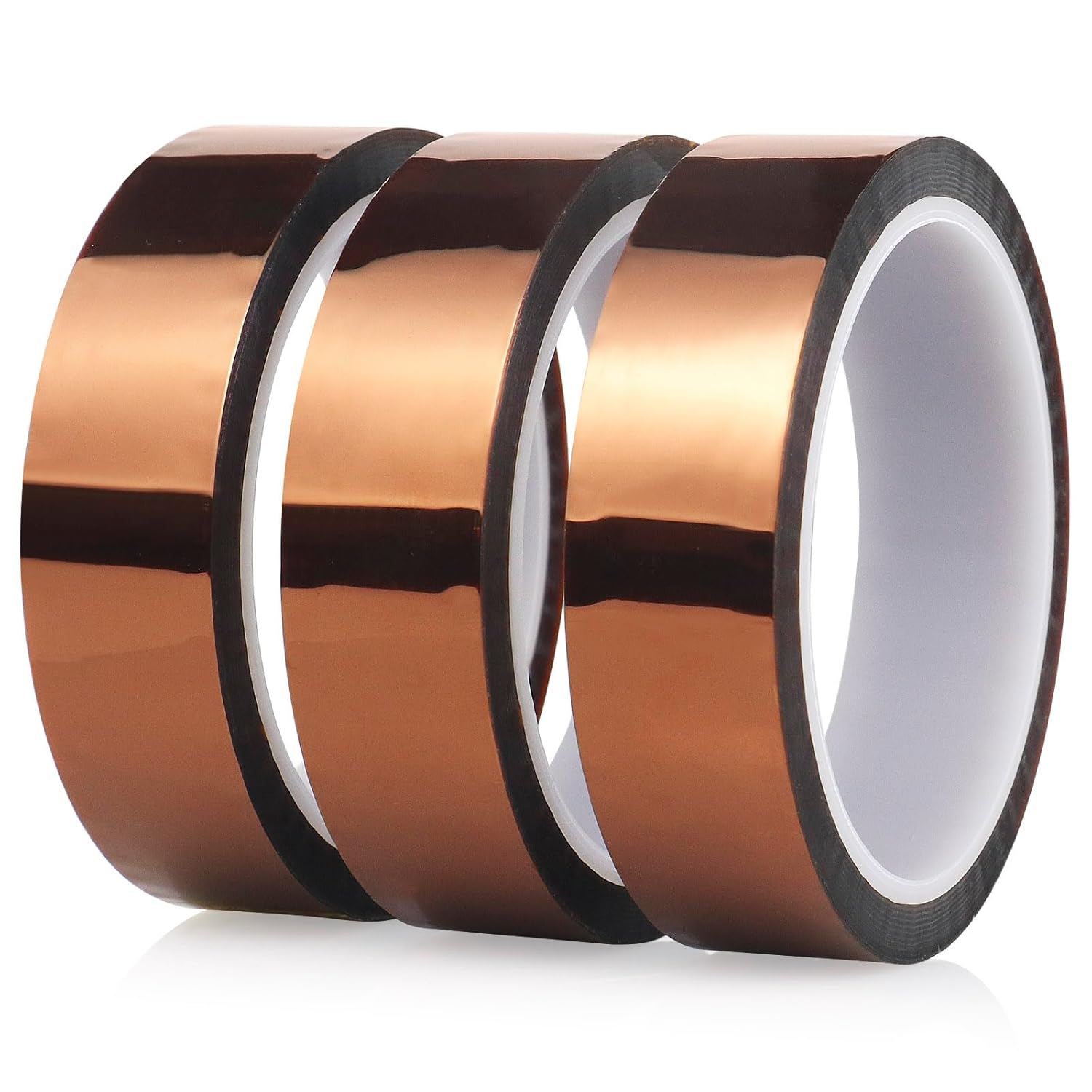 BOMEI PACK Polyimide Tape, 3 Pack High-Temperature Resistant Tape 1inch x 33m(108ft), No Residue Heat-Resistant Tape for Electric Task, 3D Printing, Soldering, Sublimation, Masking