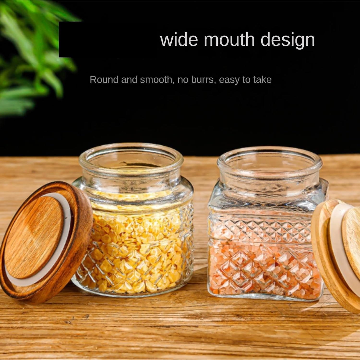 Food Storage Jar 2Pcs Glass Storage Container with Lid Coffee Canister Jar Bath Salt Container Pantry Organization