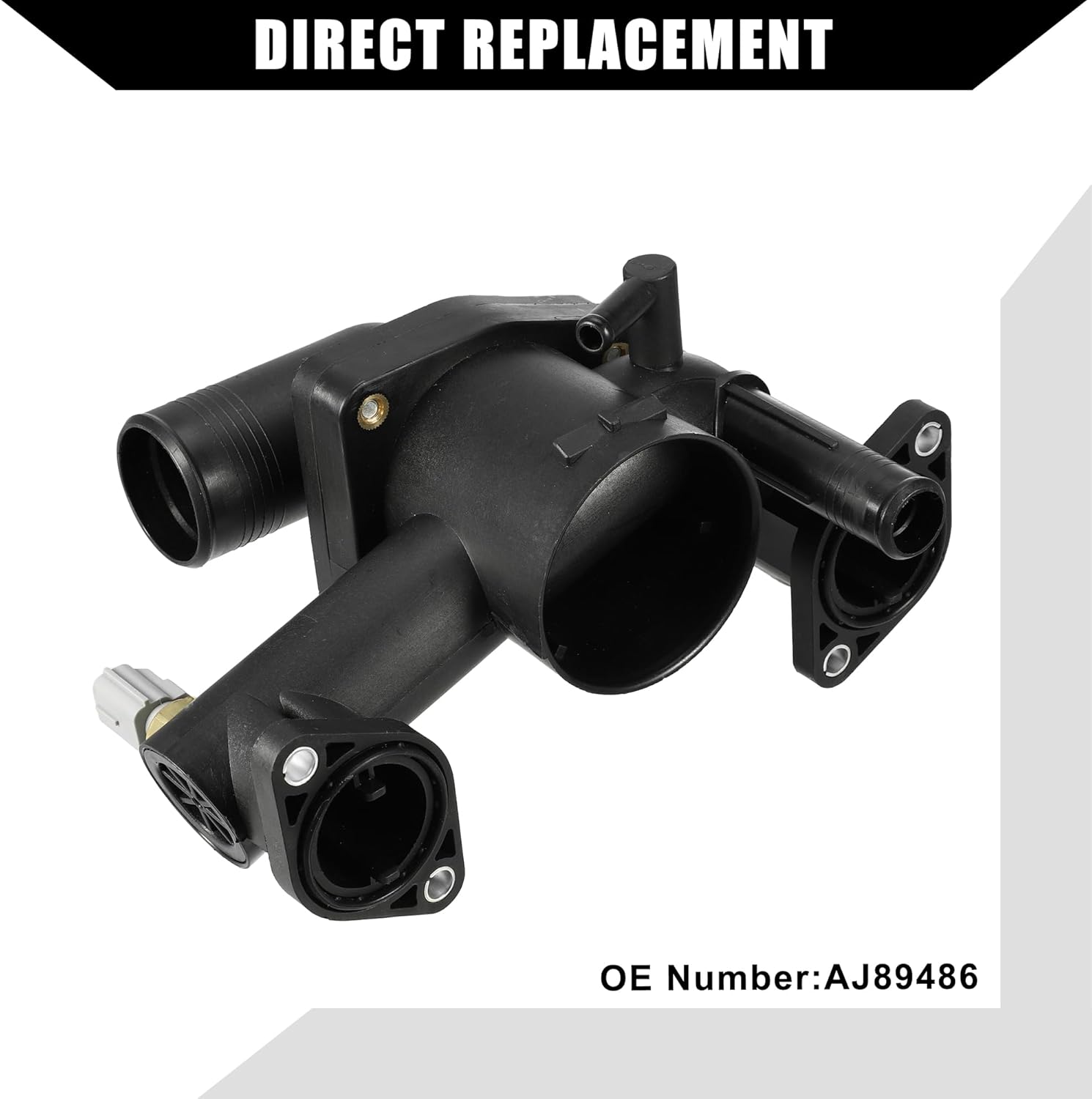 No.AJ89486 Engine Coolant Thermostat Housing Assembly for Jaguar XK8 2003-2006 / Inner Water Pump Thermostat/Durable Plastic / 1Pcs Black