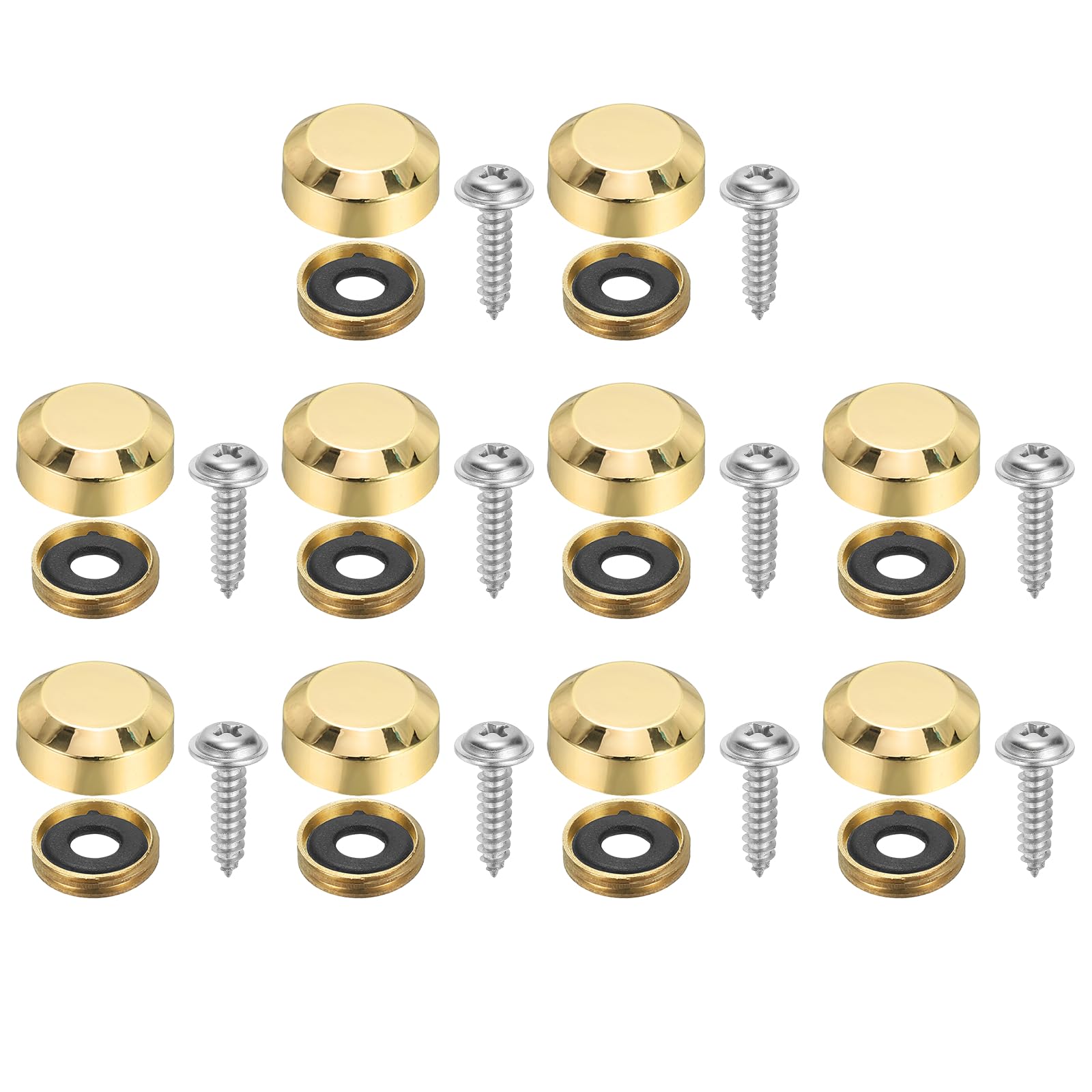 sourcing map 10Pcs Decorative Mirror Screws with Caps, 14mm Alloy Fixing Screw Covers, Mirror Screws Fasteners for Furniture, Crafts, Advertising Hardware, Gold