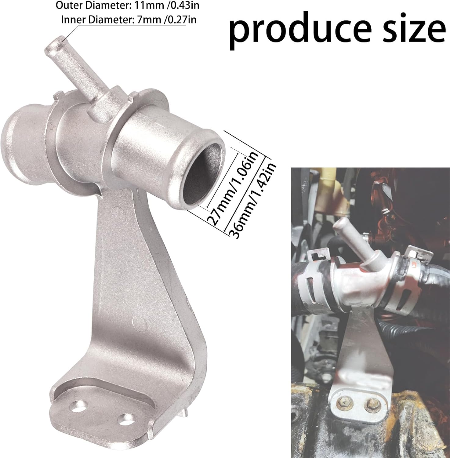 Aluminum Coolant Pipe with 3 Hose Clamps High 1657722H02 Replacement for Vehicle Aluminum Air Filter Cooling Pipe