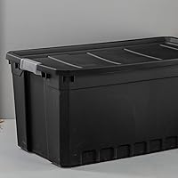Vista 6 de Sterilite 50-Gallon Large Stackable Rugged Industrial Storage Tote Container with Gray Latching Clip Lid for Garage, Attic, Worksite, or Camping