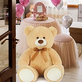 MorisMos Giant Teddy Bear Stuffed Animal 3ft,36\'\' Big Bear for Kid,Large Stuffed Bear for Baby Shower, Teddy Bear for Girlfriend Boyfriend Wife Mom Fiance Valentine\'s Birthday, Tan