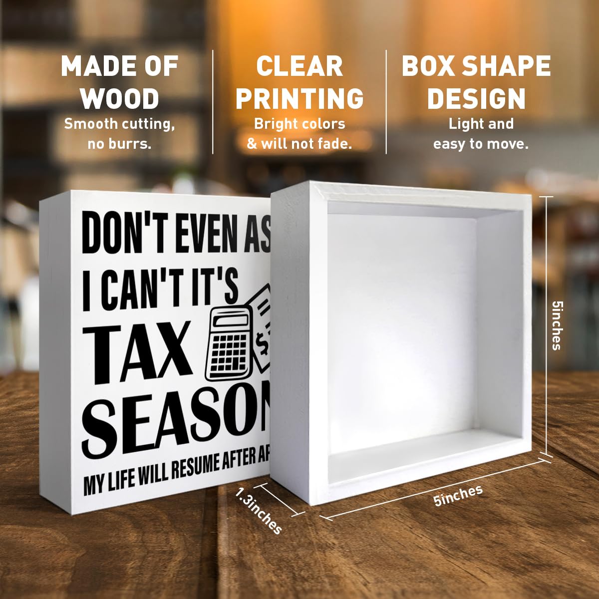 Accountant Gifts for Men Women, Accounting CPA Tax Preparer Gifts Christmas Birthday Gift Accountant Office Cubicle Desk Decor, I Can't It's Tax Season, Wooden Box Sign