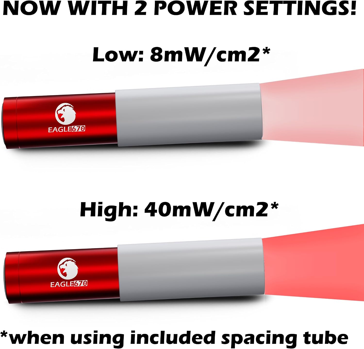670nm Red Light Therapy for General Wellness | USA Lab Verified 670 nm Flashlight (LED) w/Silicone Spacing Tube | Easy on The Eyes - no Blue Light v4.0 by Eagle670