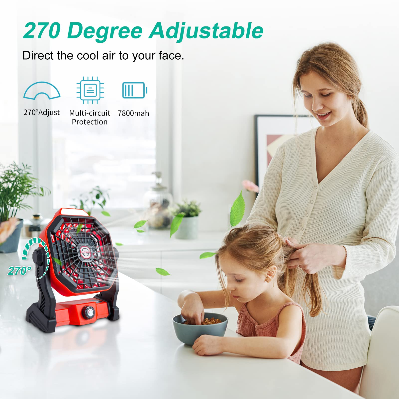 Camping Fan LED Lantern Portable 7800mAh Battery Operated Fan For Desk Quiet And Powerful Usb Rechargeble Tent Fan For Outdoor Camping Home Office - View #8