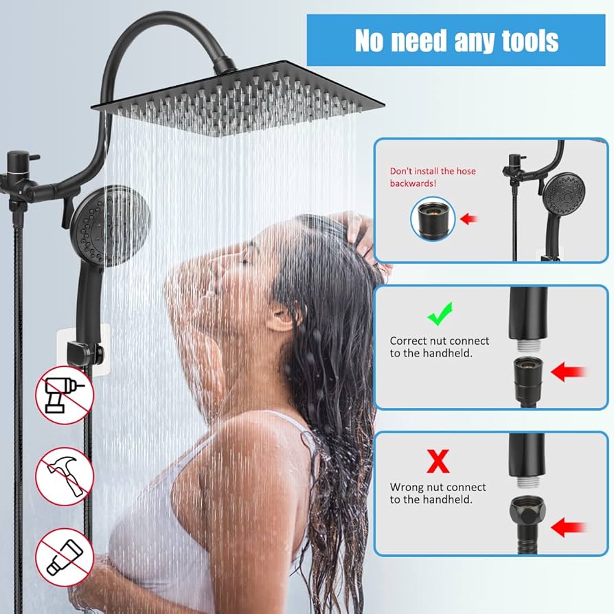 Taiker Shower Head, High Pressure 8'' Rainfall Stainless Steel Shower