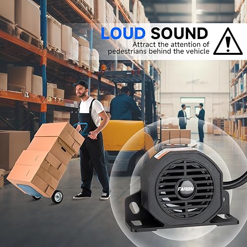 Miniatura 19 de FARBIN Alarma de respaldo para camión, 105 dB, 12 V-48 V, bocina de alarma inversa para automóvil con advertencia de timbre BIBI, impermeable, Square