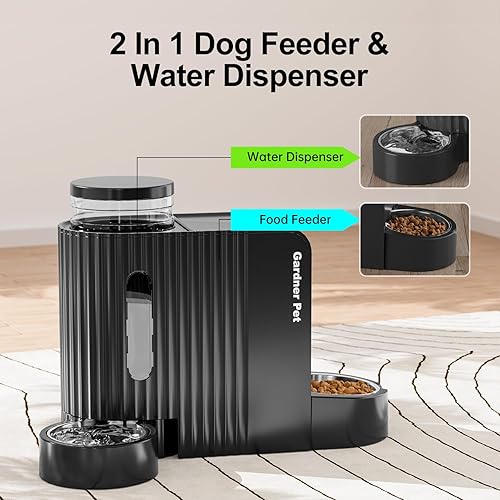 Miniatura 2 de Comedero automático para mascotas por gravedad, juego de 2 comederos para perros y dispensador de agua de 1.8 galones, 2 en 1 automático 100% sin