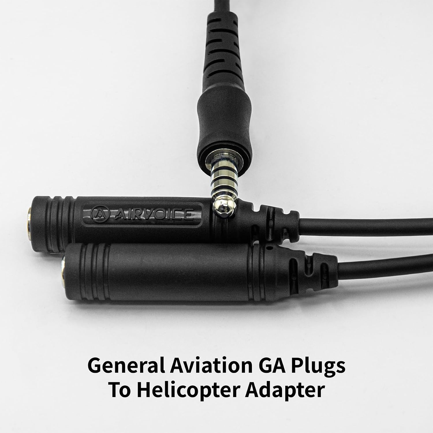 AIRVOICE General Aviation GA Plugs to Helicopter Adapter, GA Twin-Plug PJ-068 PJ-055 to U174 Helicopter Plug Adapter, Black