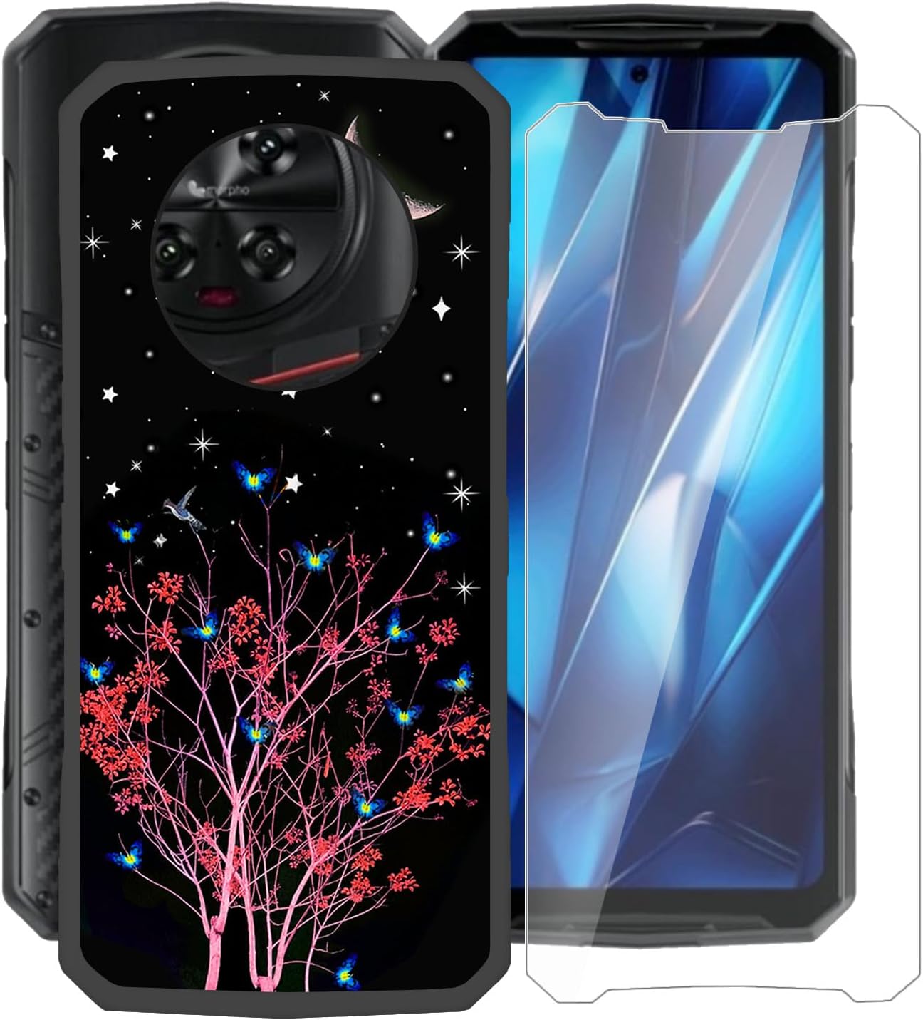 for Doogee DK10 Case, with [ 1 x Screen Protector Tempered Glass Film], Black Soft Silicone Cover Shockproof Bumper Protection Case for Doogee DK10 (6.67") - Miracle