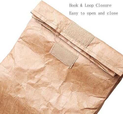 Miniatura 5 de Hangnuo Paquete de 2 bolsas de almuerzo de papel marrón aisladas, reutilizables, bolsas de almuerzo retro para adultos, trabajo, oficina, papel