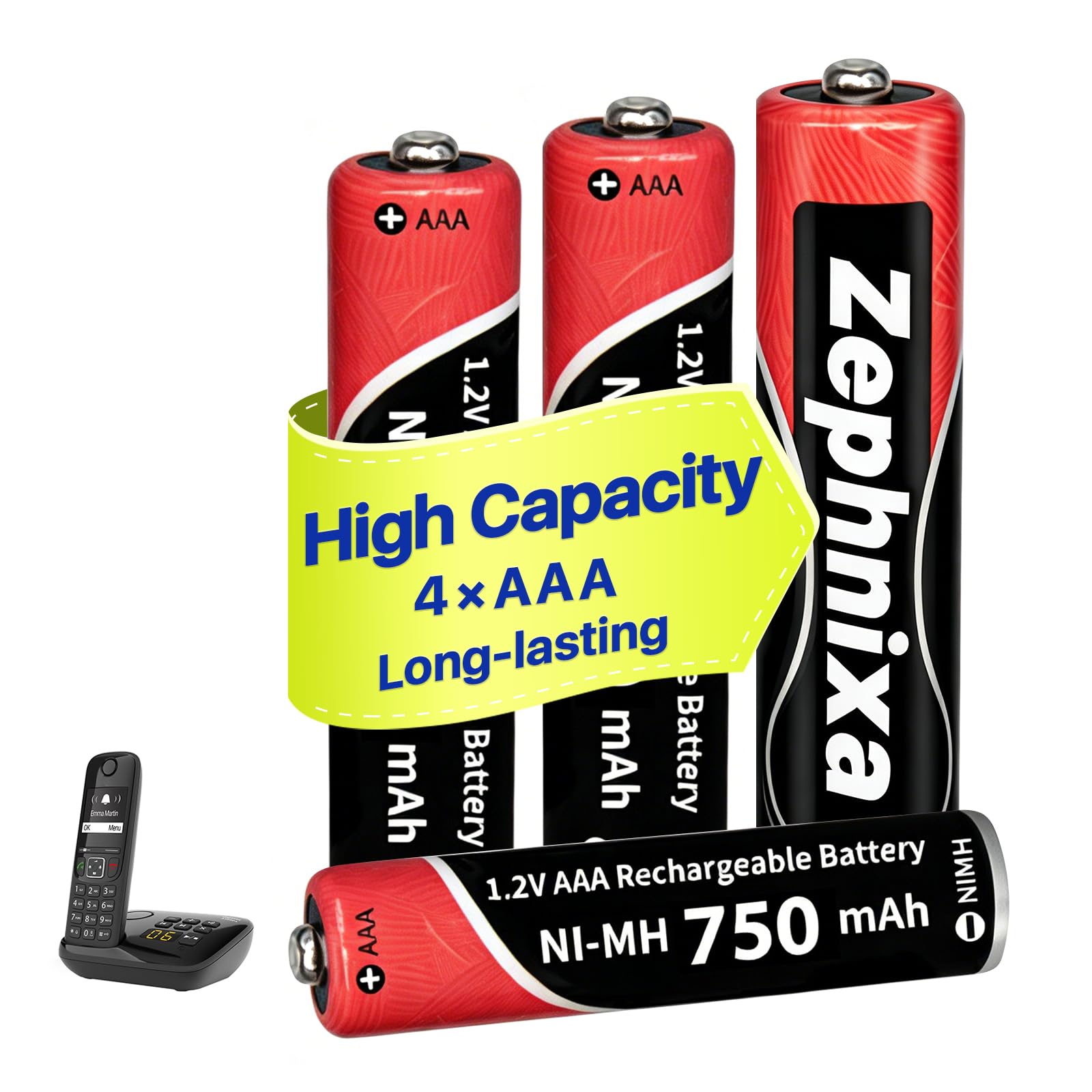 1.2V 750mAh NI-MH AAA Akku für Gigaset Panosonic Schnurlos DECT Telefon,Wiederaufladbare AAA Batterien für Gigaset Mobilteile,geringe Selbstentladung vorgeladen -4 Stück