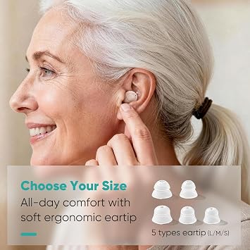 OTC Hearing Aids for Seniors, Rechargeable Hearing Aids, 100+ Hours of Charging Case Usage, Comfort Fit in Ear Noise Cancellation and Clear Sound for Various Daily Scenarios