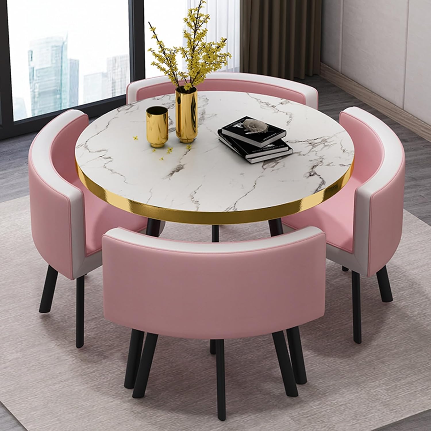 Office Reception Round Table, Office Table and Chair Set Small Conference Table, Negotiation Table Sales Office Shops Meetings Small Tables (Brown One Size)