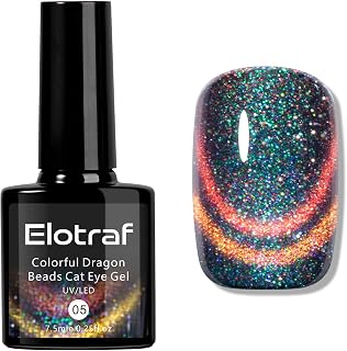 ELOTRAF Cat Eye Gel Nail Polish, 9D Chameleon Holorgraphic Double Magic Colors Professional Use for DIY & Nail Salon