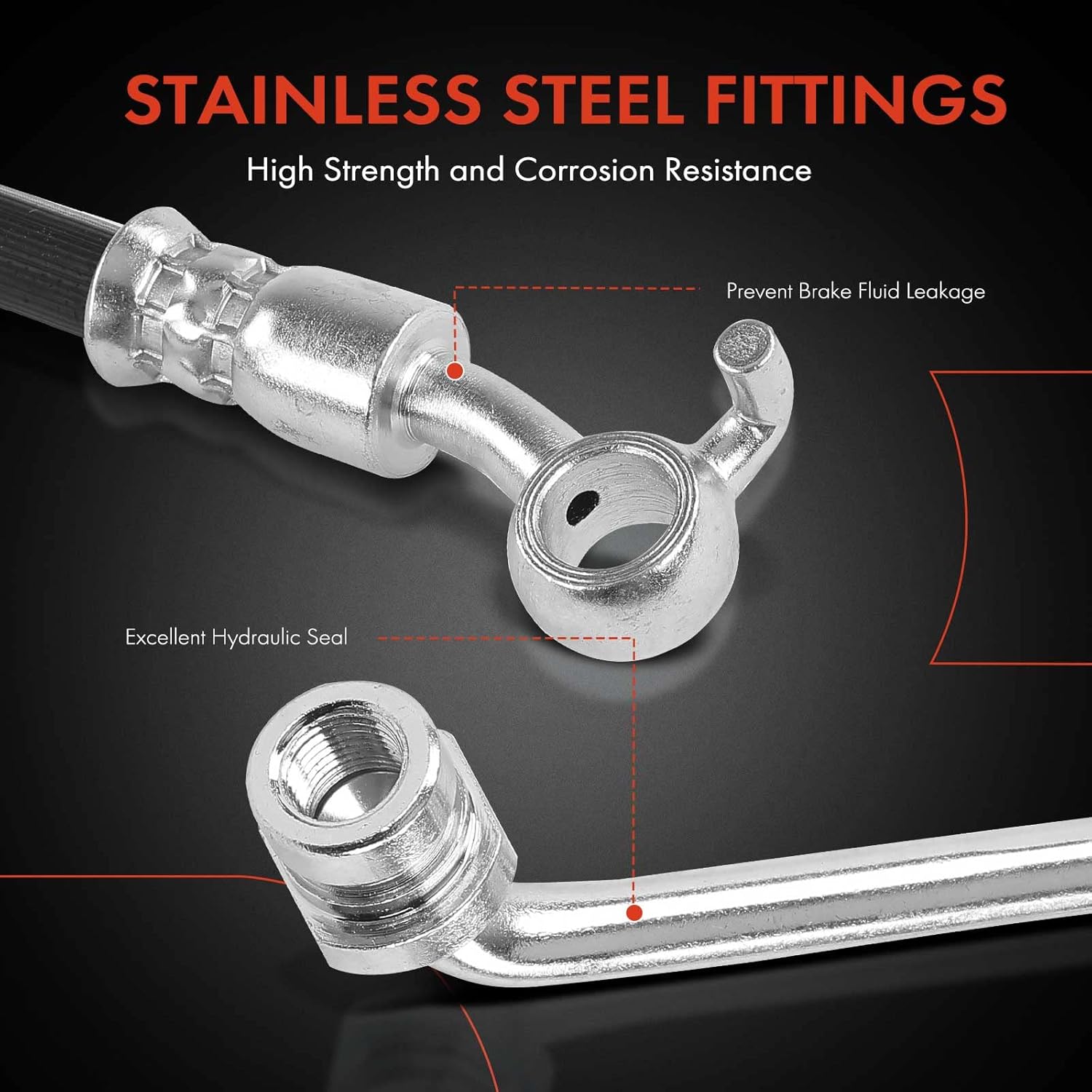 A-Premium Rear Passenger Brake Hydraulic Hose Compatible with Hyundai Models - Veracruz 2007 2008 2009 2010 2011 2012 3.8L - Replace# 587383J000