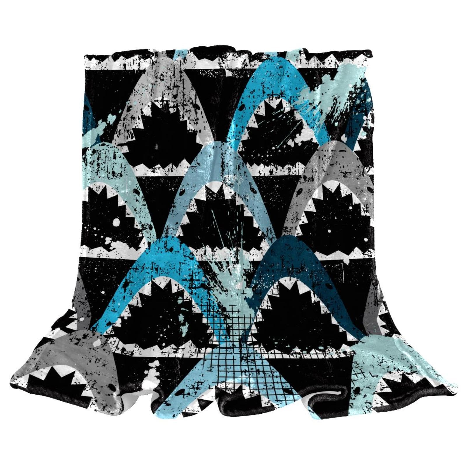 Couverture polaire requins océan 150x200cm pour lit et canapé