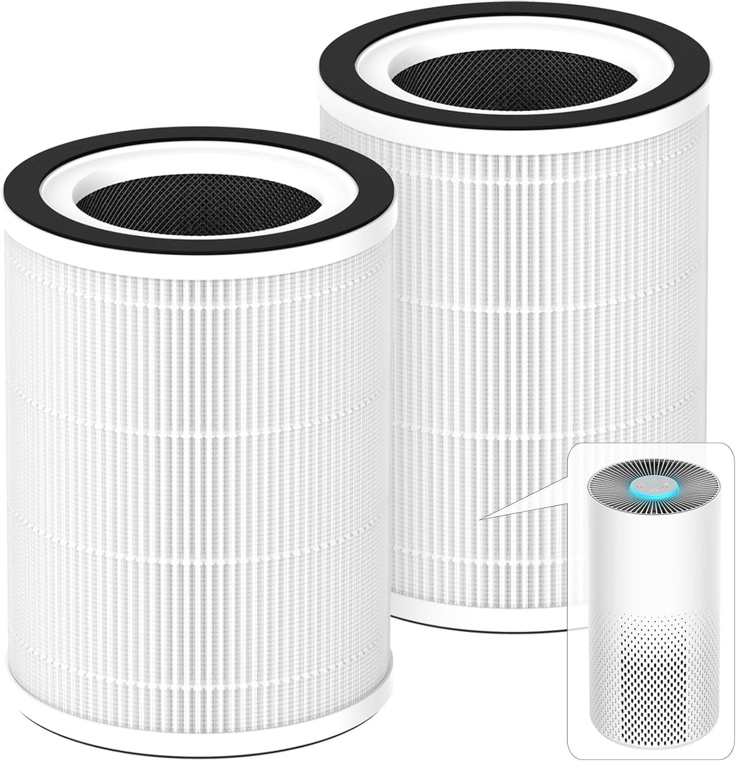 True HEPA KILO Filter Compatible with Afloia KILO, MIRO PRO Air Purifier, 360° 3-Stage Filtration for Bedroom Large Room Up to 1076 Ft², Original Filter, 2 Pack