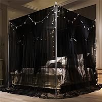 Vista 2 de VETHIN - Dosel de cama de 4 esquinas con diseño de princesa, cortina de cama de doble capa con diseño de red acogedora, mosquitero de 4 aberturas
