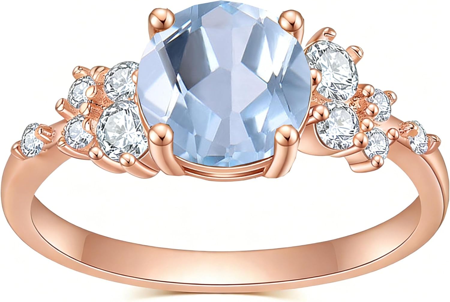 Auldey Gemstone Birthstone Engagement Rings for Women, Round Cut Solitaire Anniversary Ring Yellow Gold Plated 925 Sterling Silver Promise Rings for Her Wedding Bands For Women Size 4-13