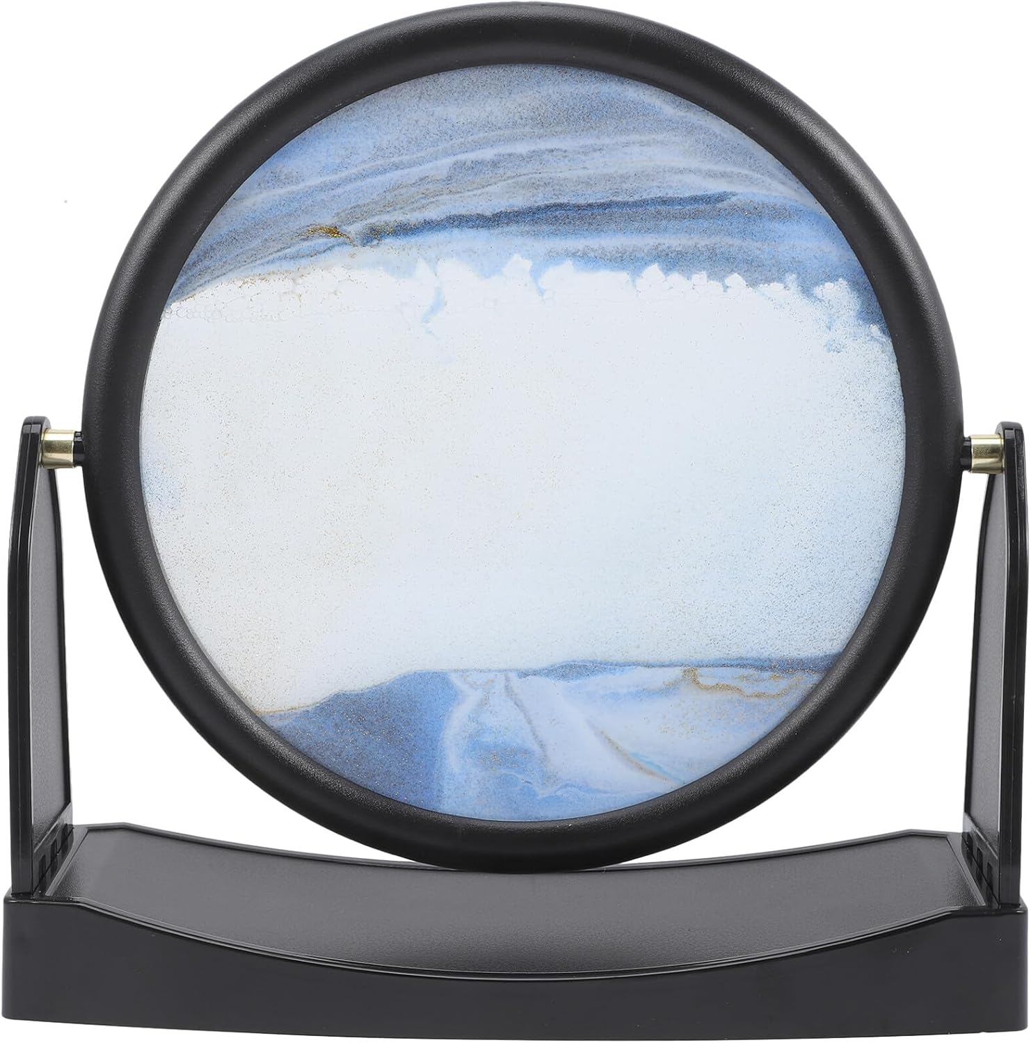 MAJORMENCH Moving Sand Painting Decor with Rotating Base, 250x60x250mm Blue Frame Sand Art Ornament for Home and Office Desk Decoration, Creative Desktop Quicksand Painting