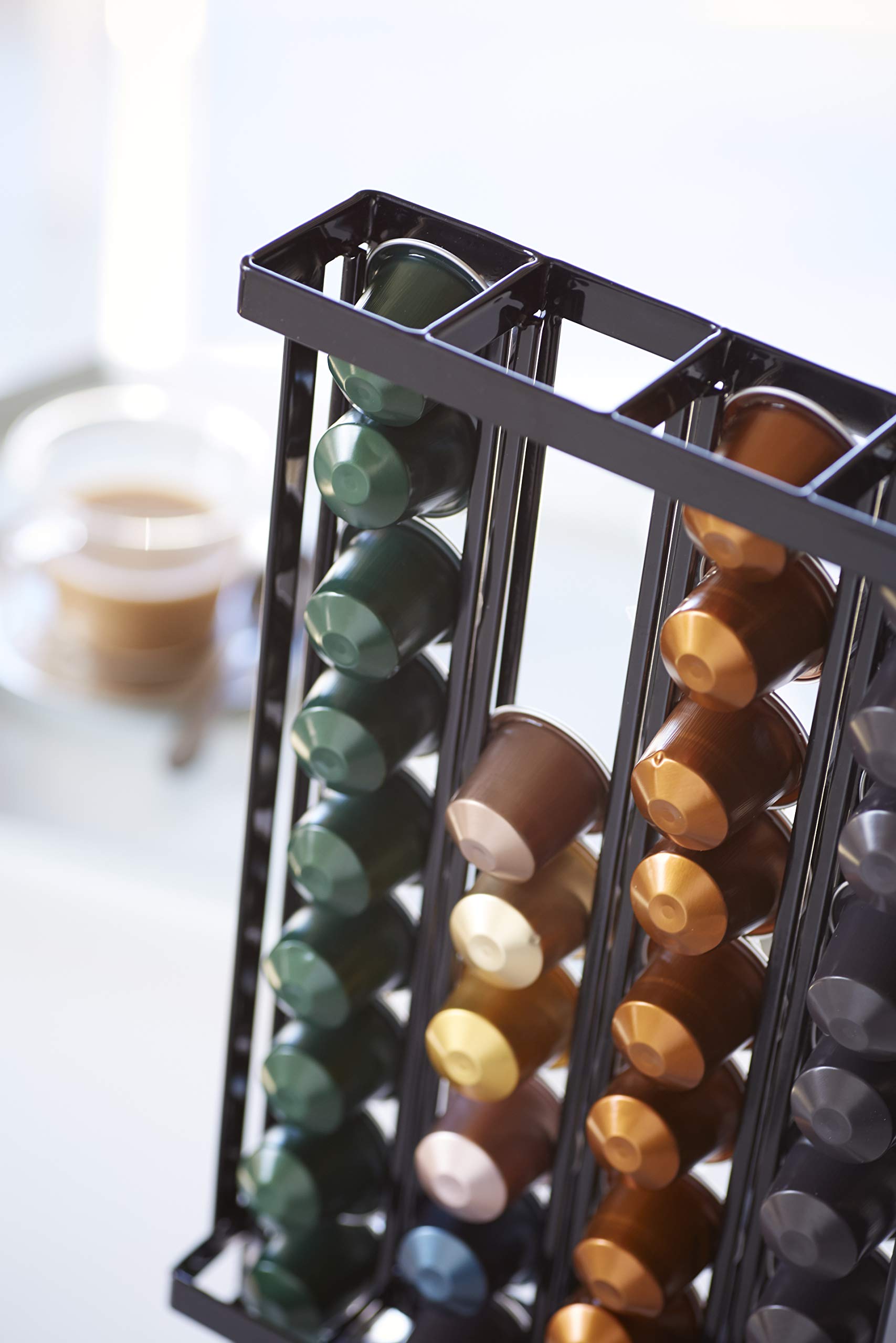 YAMAZAKI 3896 TOWER Coffee Capsule Holder S, black, Steel, 17.5 x 8 x 36 cm