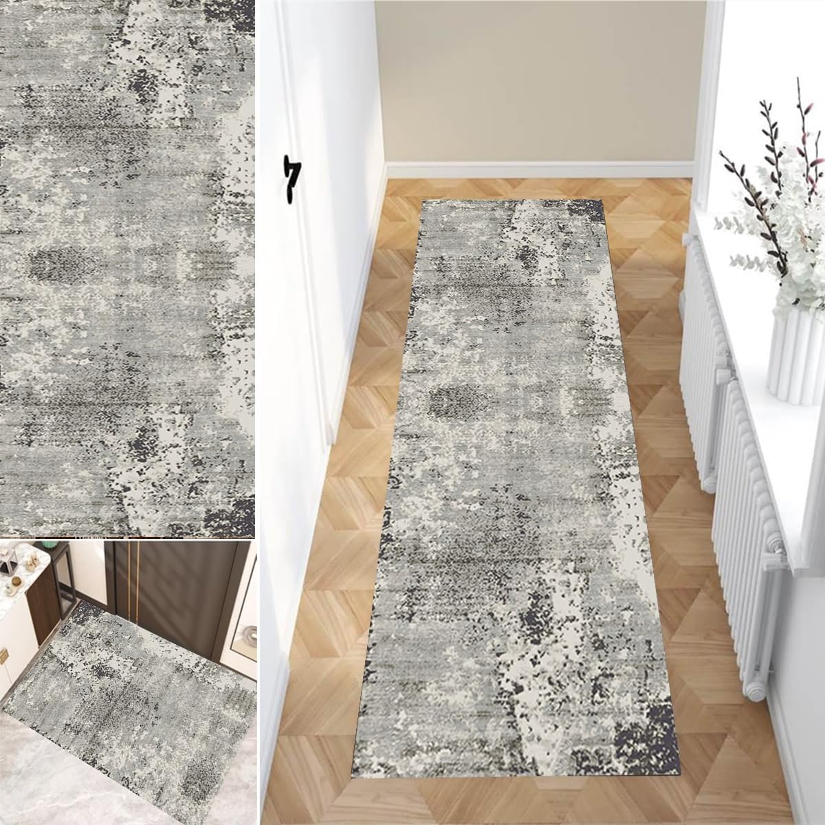 Runner Rug for Hallway 1'4"x4' Non Slip Area Rug Runner for Living Room Washable Vintage Doormat Runner Rugs Floor Carpet for Entryway Bedroom Doorway
