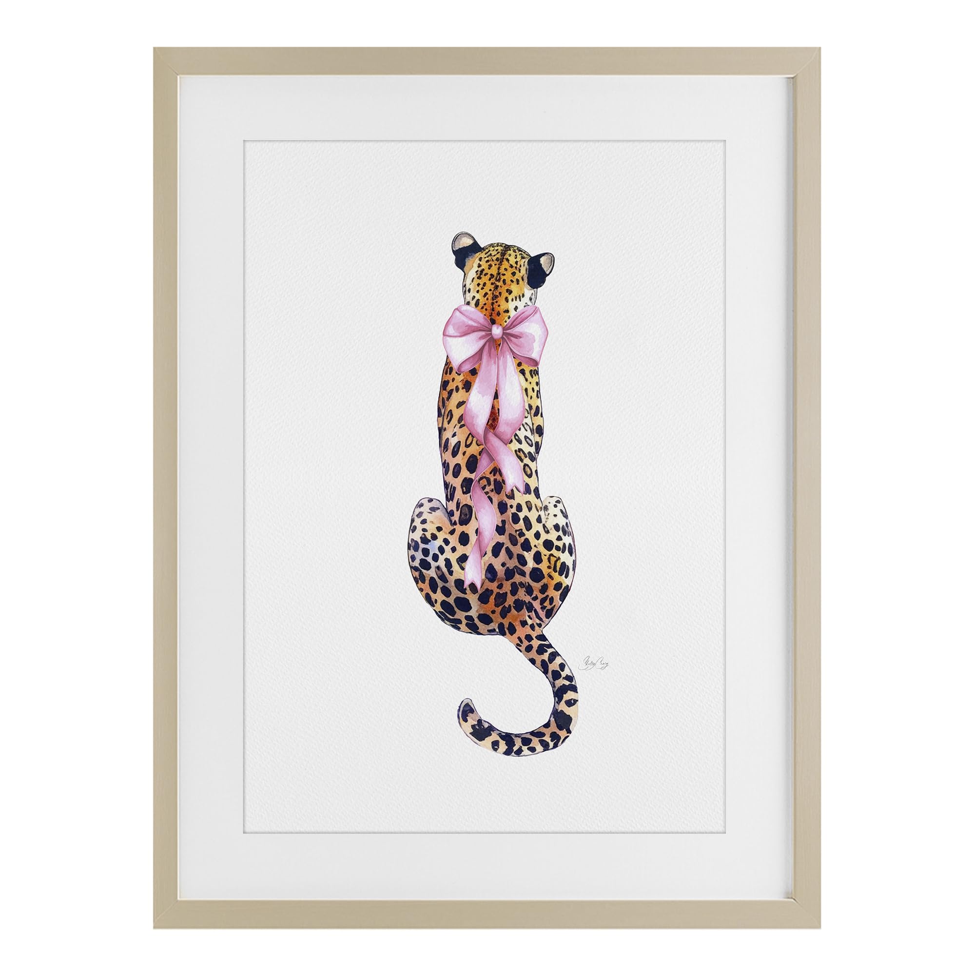 Stupell Industries Harvest Pine (Textured) 'Poised In Pink Cheetah', Framed Print Under Glass, Brown, 17 X 23 Inches, Easy To Hang And Sturdy, Made In Usa, By Shelly Craig
