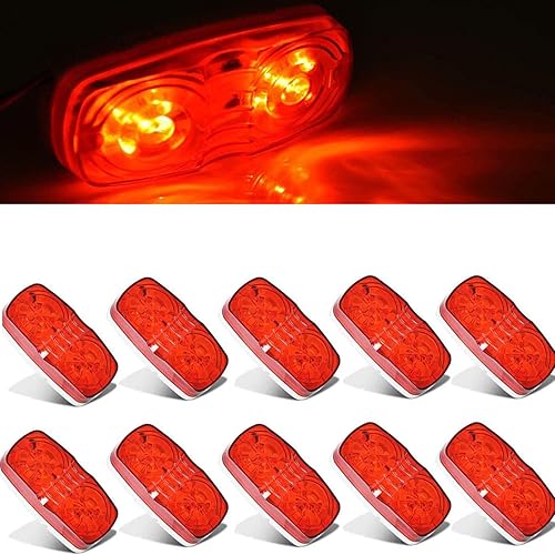 NPAUTO 10 luces laterales rojas de doble diana con 10 luces LED de liquidación para remolque, ojos de tigre, para camión, caravana, barco, caravana,