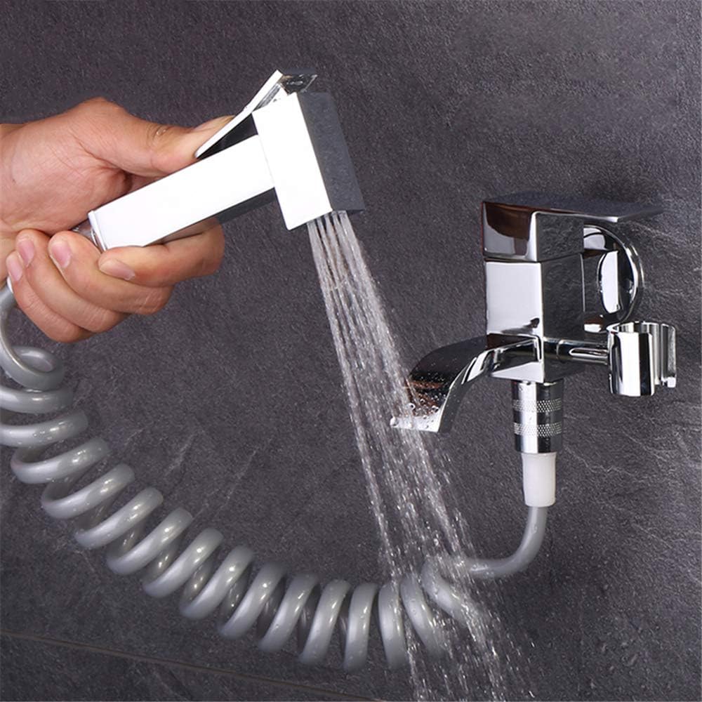 Bidet Faucet Dual Outlet Mop Pool Faucet, Square, Toilet Hand Bidet Sprayer, Solid Brass Shower Kit, Chrome,One Set,B Set