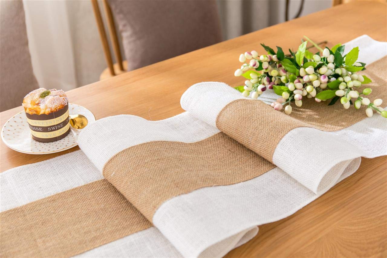 Tischläufer Aus Leinen, 180 X 30 Cm, Naturweiß/beige, Retro Slub-Stoff Für Weihnachten, Hochzeit & Deko