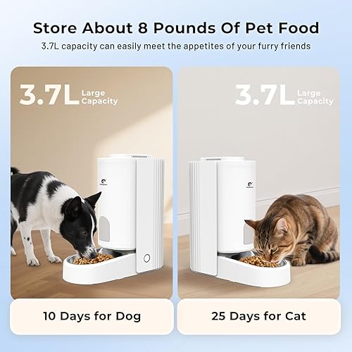 Miniatura 3 de Alimentador automático para gatos  Dispensador de comida para gatos WiFi de 2.4 G, alimentador de mascotas con temporizador de 3.7 litros con