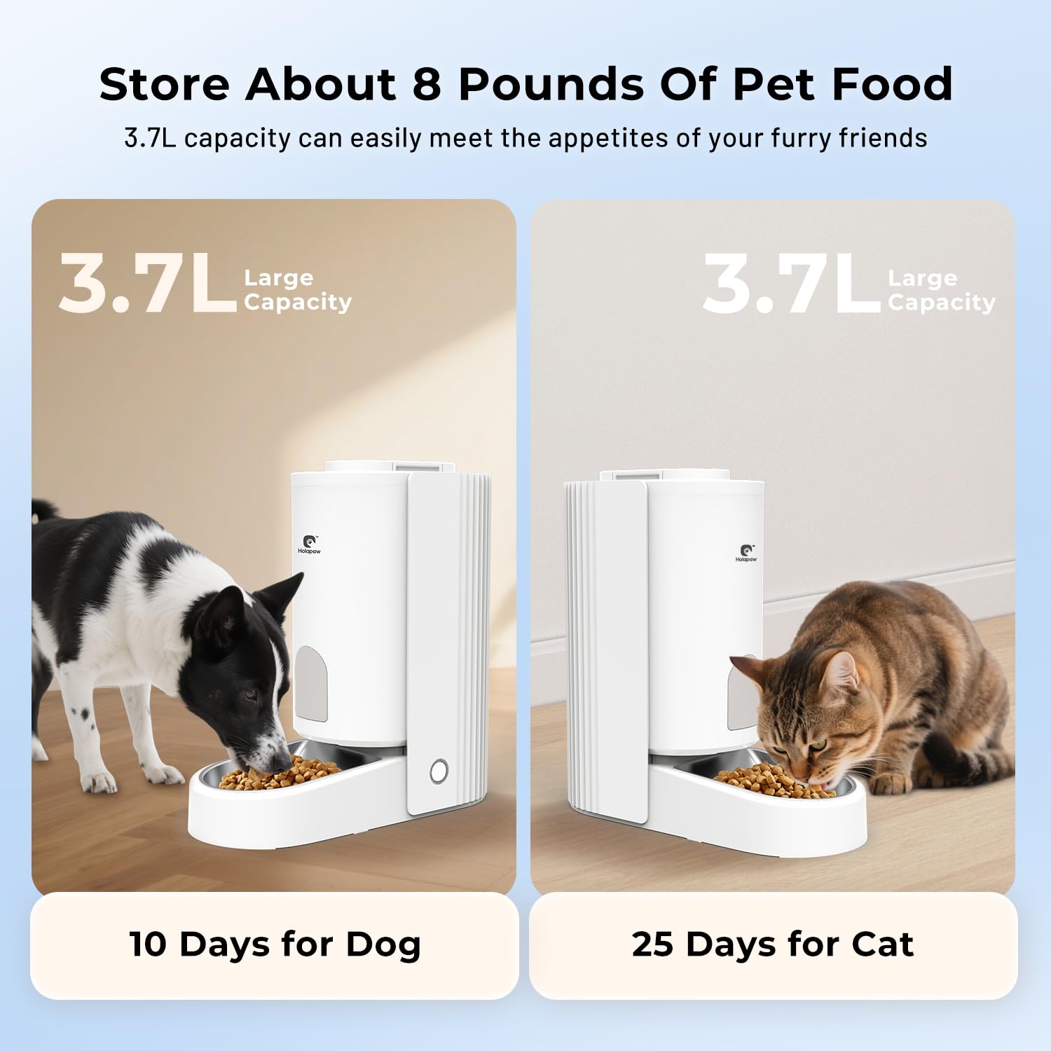 Automatic Cat Feeder - 2.4G WiFi Cat Food Dispenser, 3.7L Timed Pet Feeder with APP Control for Remote Feeding, 1-10 Meals per Day for Small Dog Kitten Indoor, Detachable for Cleaning - image 3