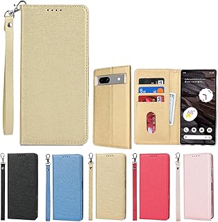 Eastwave for Pixel 7A ケース for Google Pixel7A ケース 財布型 for pixel 7a google 手帳型 for pixel7a Caseストラップ付き PU皮革 明るい色 内蔵マグネット 携帯カバー カードポケット スタンド機能 便利 ゴールド