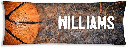 FZYTMY Funda de almohada larga de baloncesto rústica y personalizada, divertida funda de almohada personalizada de doble cara, funda de almohada de