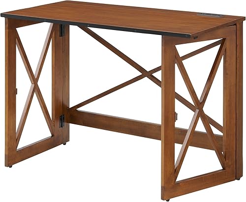 Miniatura 6 de MECO Stakmore - Escritorio plegable y versátil de 110 voltios con tomas integradas para oficina en casa, estudio o sala de estar, madera de fruta