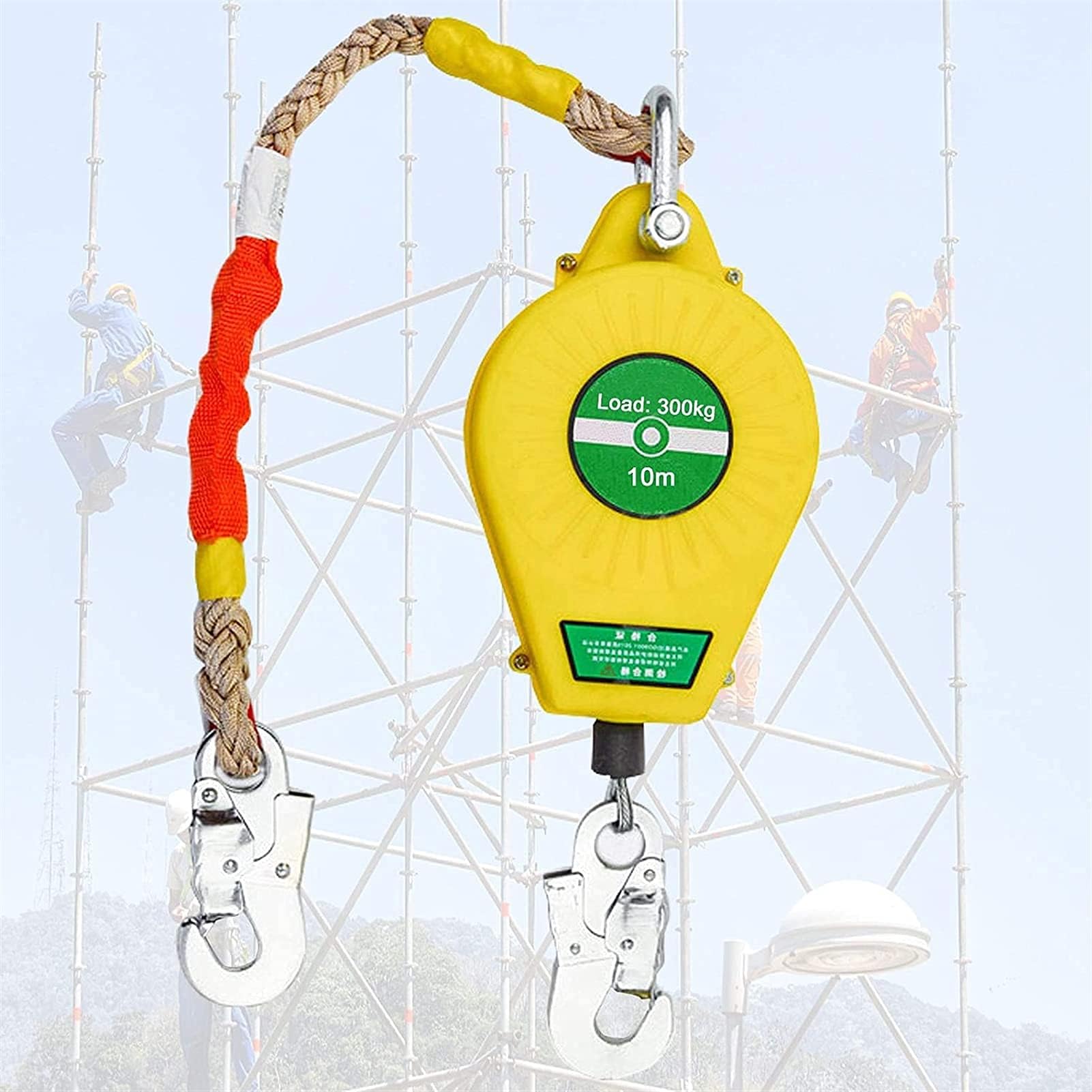 Self Retracting Lifeline Cable, Retractable Tool Lanyard Fall Protection with Hook, High Load: 300kg, Portable High Altitude Personal Protection Equipment for Rescue, Construction(10m)